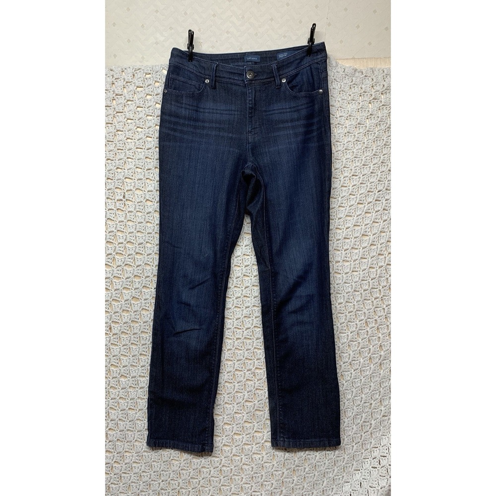J Jill Jeans Women Sz 4 Dark Blue Denim Straight Leg High Rise Stretch W28 L27